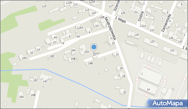 Myszków, Modrzejowska, 22, mapa Myszków