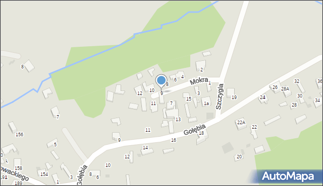 Myszków, Mokra, 9, mapa Myszków
