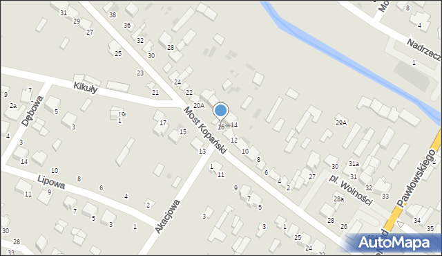 Myszyniec, Most Kopański, 16, mapa Myszyniec