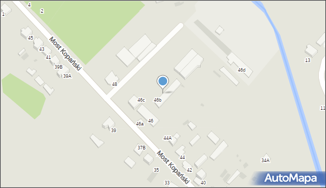 Myszyniec, Most Kopański, 46f, mapa Myszyniec