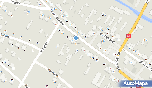 Myszyniec, Most Kopański, 5, mapa Myszyniec