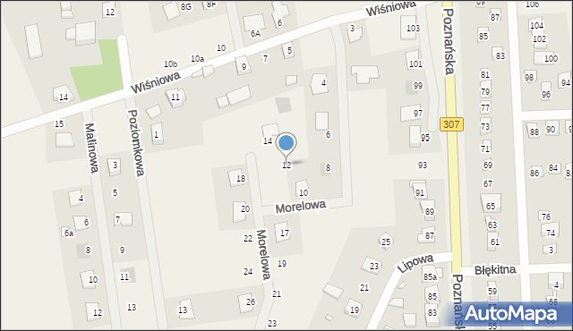 Niepruszewo, Morelowa, 12, mapa Niepruszewo