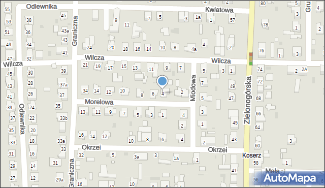 Nowa Sól, Morelowa, 4, mapa Nowa Sól
