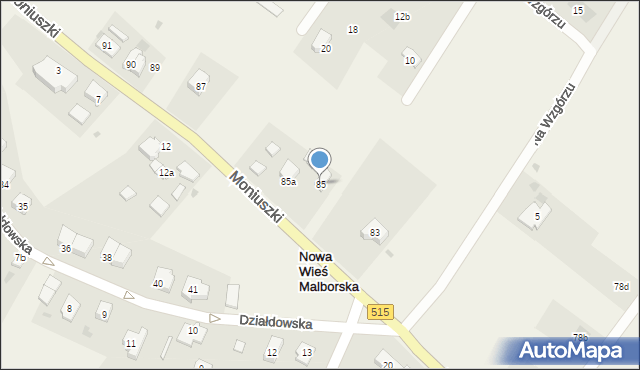 Nowa Wieś Malborska, Moniuszki Stanisława, 85, mapa Nowa Wieś Malborska