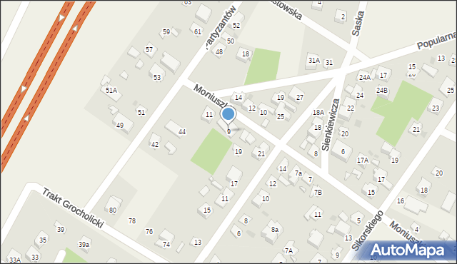 Nowe Grocholice, Moniuszki Stanisława, 9, mapa Nowe Grocholice