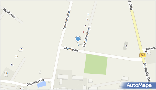 Nowosiedlice, Morelowa, 1, mapa Nowosiedlice