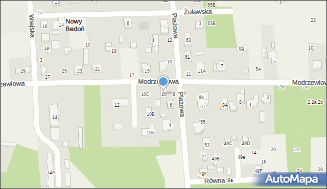 Nowy Bedoń, Modrzewiowa, 10, mapa Nowy Bedoń