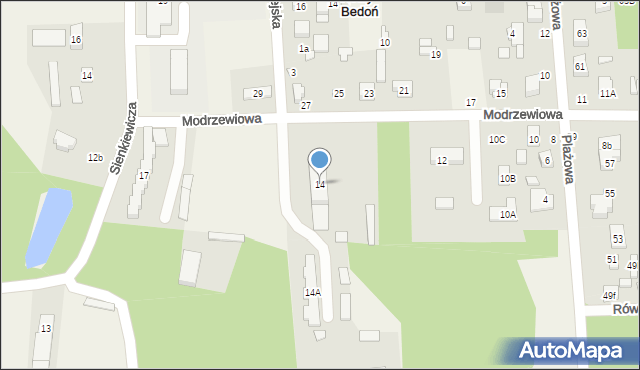 Nowy Bedoń, Modrzewiowa, 14, mapa Nowy Bedoń