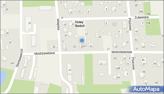 Nowy Bedoń, Modrzewiowa, 23, mapa Nowy Bedoń
