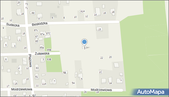 Nowy Bedoń, Modrzewiowa, 3, mapa Nowy Bedoń