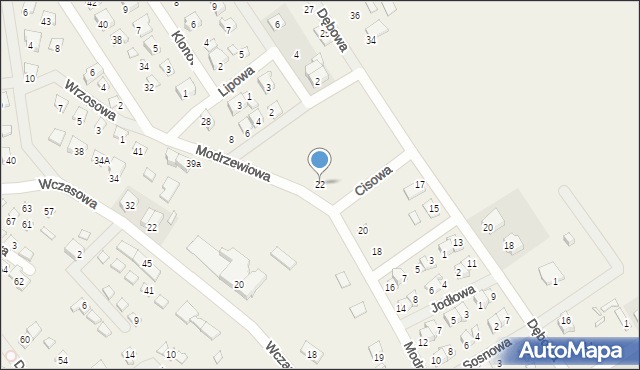 Nowy Dębiec, Modrzewiowa, 22, mapa Nowy Dębiec