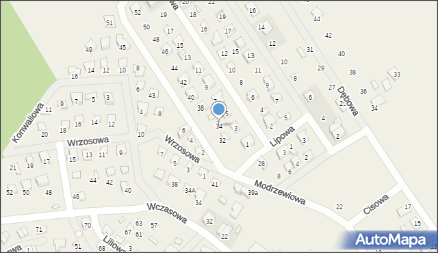 Nowy Dębiec, Modrzewiowa, 34, mapa Nowy Dębiec