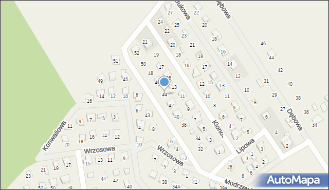 Nowy Dębiec, Modrzewiowa, 44, mapa Nowy Dębiec