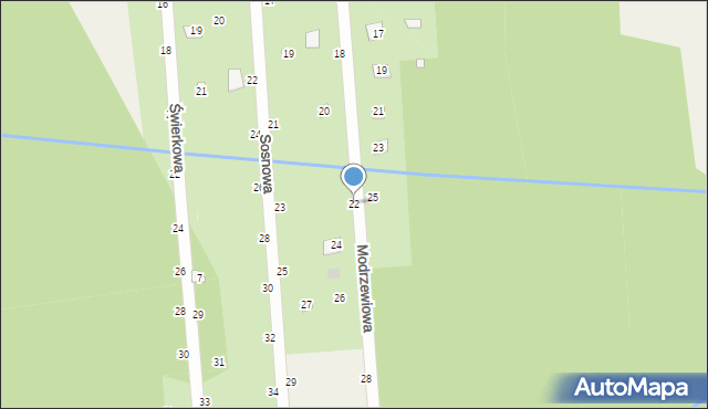 Nowy Prażmów, Modrzewiowa, 22, mapa Nowy Prażmów