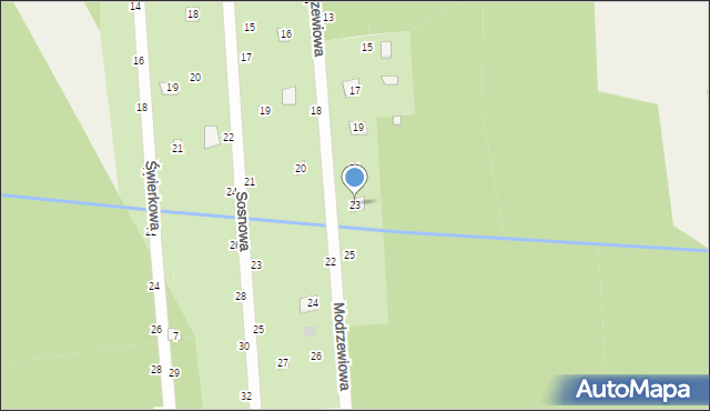Nowy Prażmów, Modrzewiowa, 23, mapa Nowy Prażmów