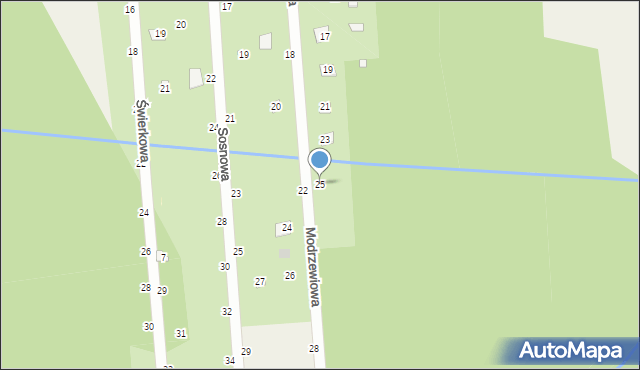 Nowy Prażmów, Modrzewiowa, 25, mapa Nowy Prażmów
