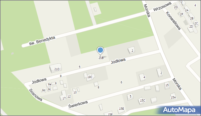 Odargowo, Morska, 21B, mapa Odargowo