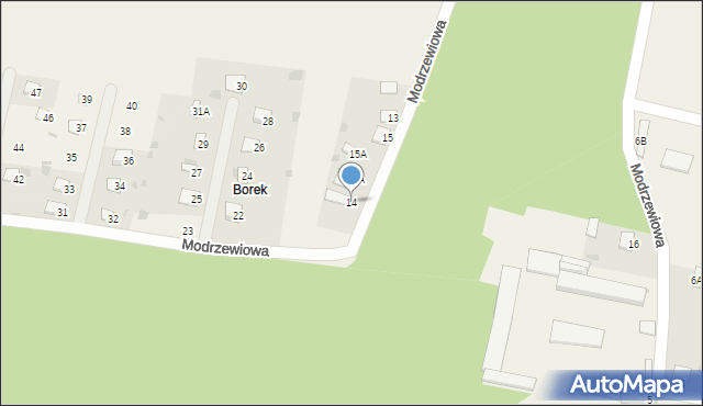 Oksa, Modrzewiowa, 14, mapa Oksa