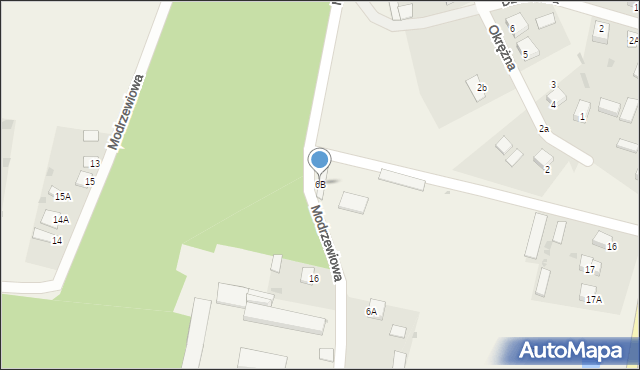Oksa, Modrzewiowa, 6B, mapa Oksa