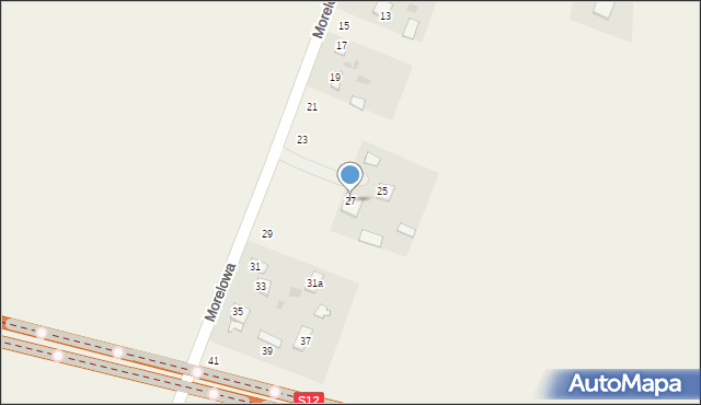 Okszów-Kolonia, Morelowa, 27, mapa Okszów-Kolonia