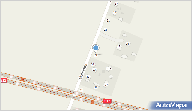 Okszów-Kolonia, Morelowa, 29, mapa Okszów-Kolonia