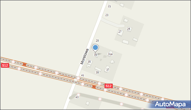 Okszów-Kolonia, Morelowa, 33, mapa Okszów-Kolonia