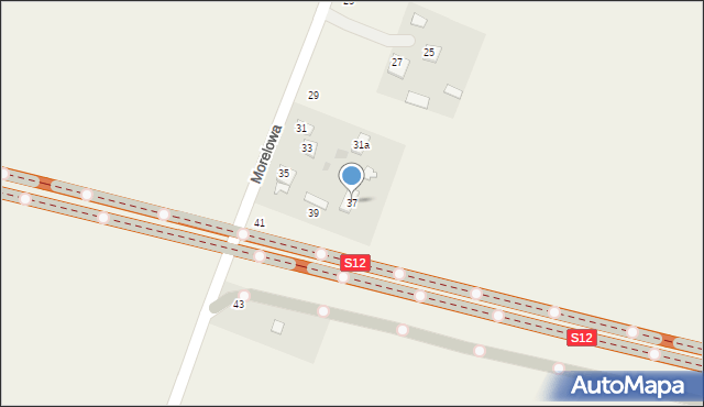 Okszów-Kolonia, Morelowa, 37, mapa Okszów-Kolonia