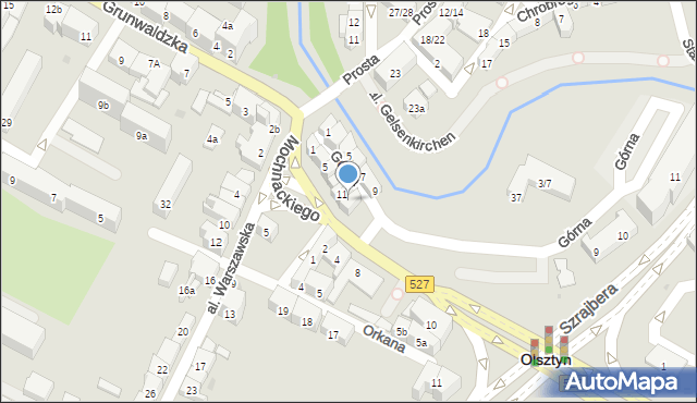 Olsztyn, Mochnackiego Maurycego, 13, mapa Olsztyna