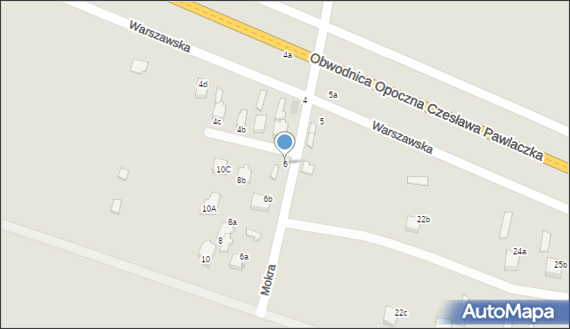 Opoczno, Mokra, 6, mapa Opoczno