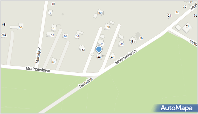 Orzesze, Modrzewiowa, 44, mapa Orzesze