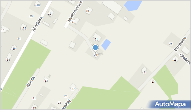Osiek nad Wisłą, Modrzewiowa, 23, mapa Osiek nad Wisłą