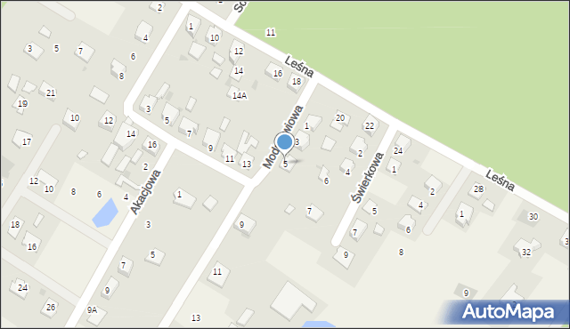 Osiek nad Wisłą, Modrzewiowa, 5, mapa Osiek nad Wisłą