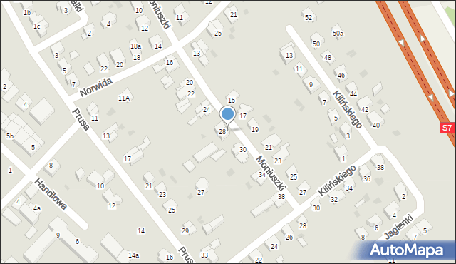 Ostróda, Moniuszki Stanisława, 28A, mapa Ostróda
