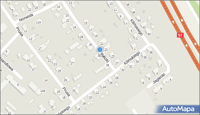 Ostróda, Moniuszki Stanisława, 36, mapa Ostróda