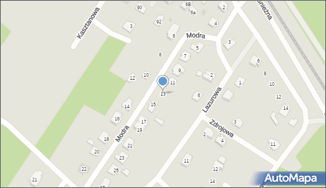 Ostrów Mazowiecka, Modra, 13, mapa Ostrów Mazowiecka