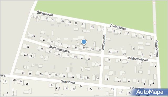 Ostrów Wielkopolski, Modrzewiowa, 20, mapa Ostrów Wielkopolski