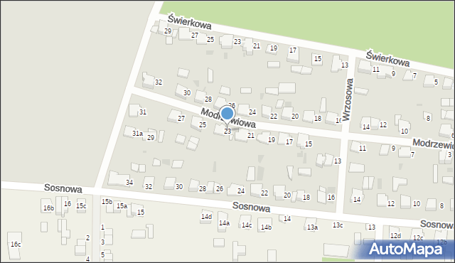 Ostrów Wielkopolski, Modrzewiowa, 23, mapa Ostrów Wielkopolski