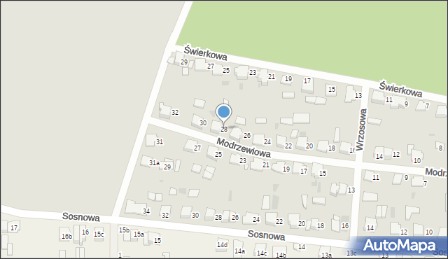 Ostrów Wielkopolski, Modrzewiowa, 28, mapa Ostrów Wielkopolski