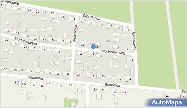 Ostrów Wielkopolski, Modrzewiowa, 9, mapa Ostrów Wielkopolski