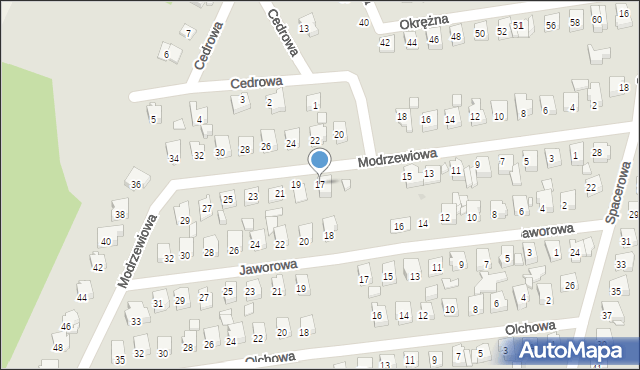 Ostrowiec Świętokrzyski, Modrzewiowa, 17, mapa Ostrowiec Świętokrzyski