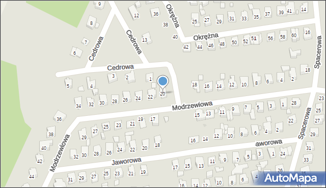 Ostrowiec Świętokrzyski, Modrzewiowa, 20, mapa Ostrowiec Świętokrzyski