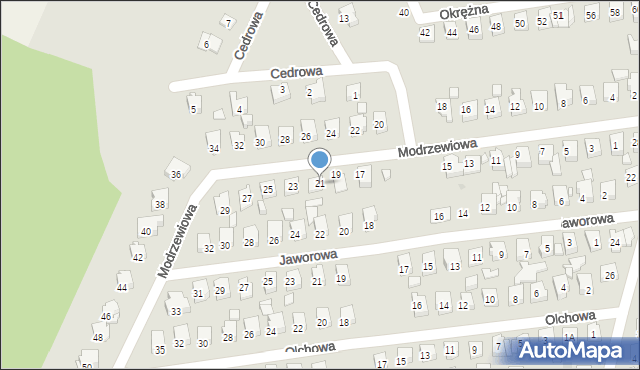 Ostrowiec Świętokrzyski, Modrzewiowa, 21, mapa Ostrowiec Świętokrzyski