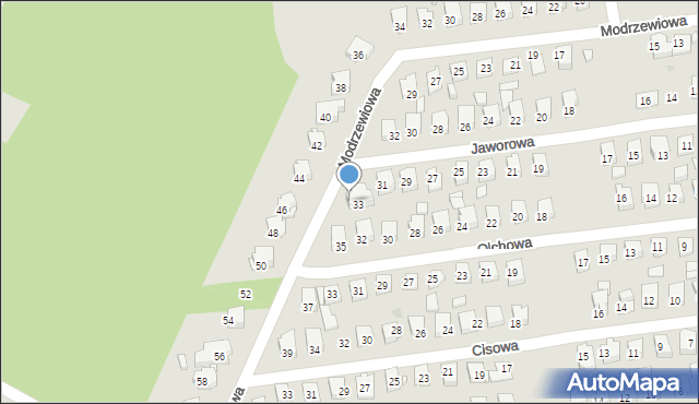 Ostrowiec Świętokrzyski, Modrzewiowa, 33, mapa Ostrowiec Świętokrzyski