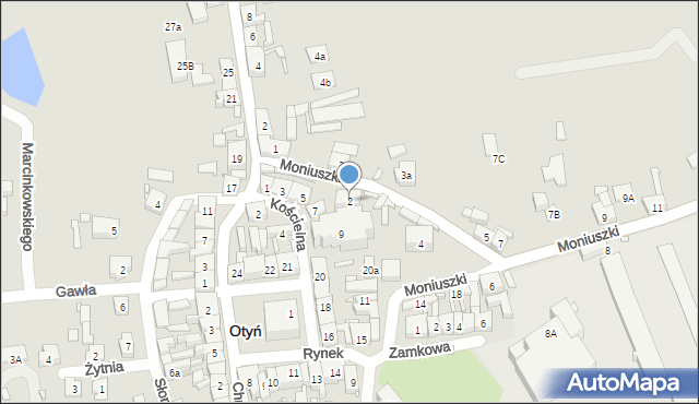 Otyń, Moniuszki Stanisława, 2, mapa Otyń