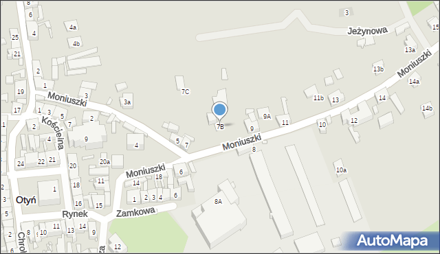 Otyń, Moniuszki Stanisława, 7B, mapa Otyń