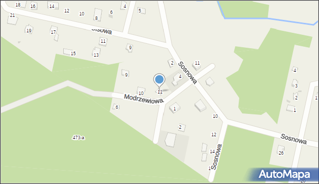 Owczegłowy, Modrzewiowa, 11, mapa Owczegłowy