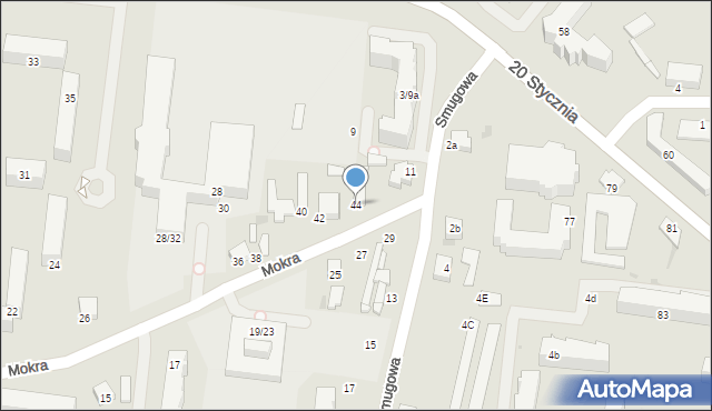 Pabianice, Mokra, 44, mapa Pabianic