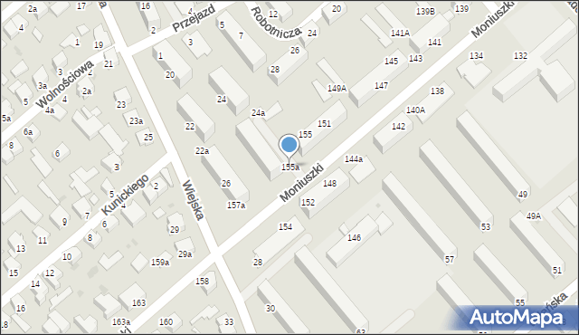 Pabianice, Moniuszki Stanisława, 155a, mapa Pabianic