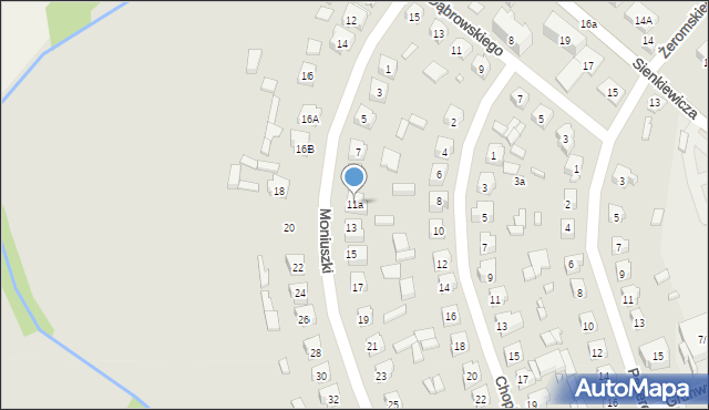 Pajęczno, Moniuszki Stanisława, 11a, mapa Pajęczno
