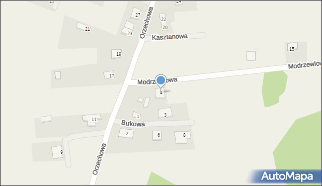 Pawłówek, Modrzewiowa, 4, mapa Pawłówek